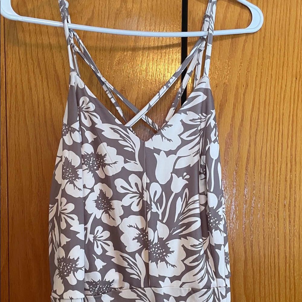 Market & Spruce Floral Strappy Maxi Dress - Cream and Brown